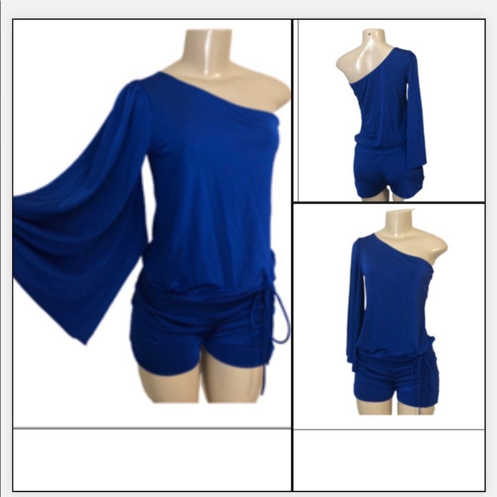 Women’s Y2K royal‎ blue one shoulder festival ready romper